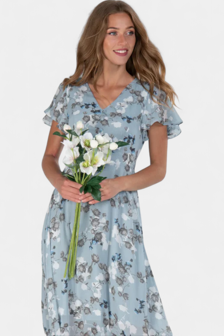 Amara Robe Maxi à Imprimé Floral et Décolleté en V