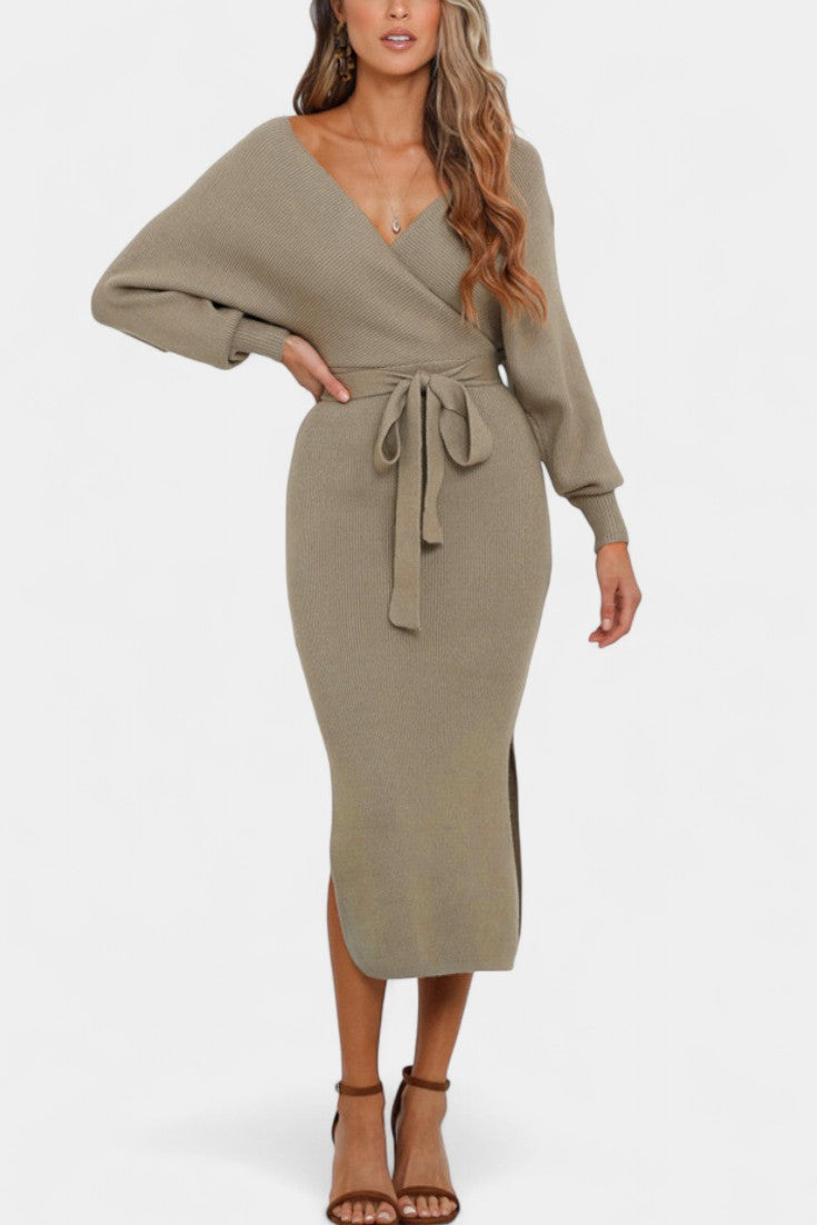 Coriselle Robe Pull Midi à Lacets et Dos Nu