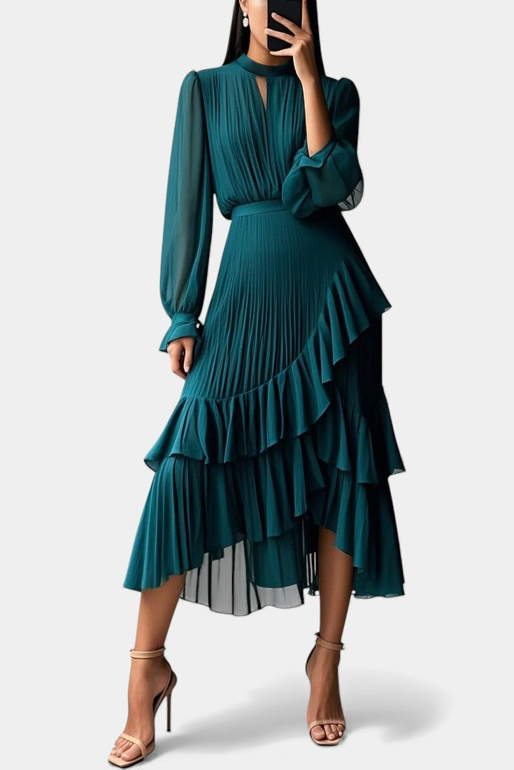 Graziella Robe Élégante Plissée à Volants