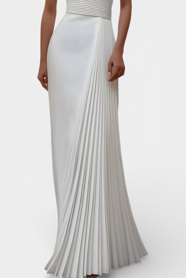 Whitney Robe de Soirée Satinée Plissée à Col Halter