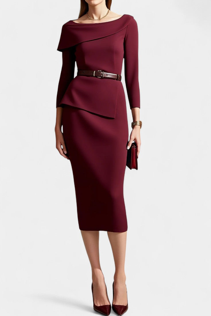 Joely Robe Croisée à Col Châle et Taille Ceinturée