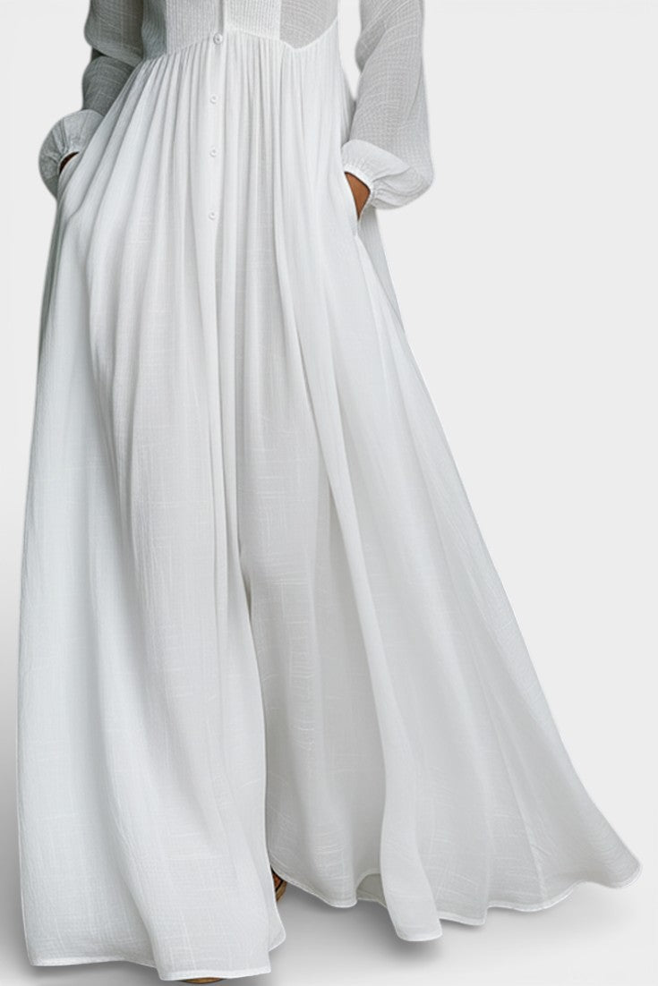 Marilou Robe Longue Minimaliste en Coton Flammé à l’Allure Feutrée