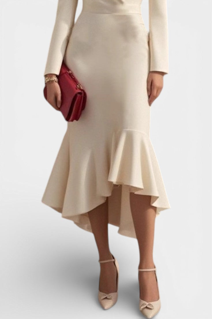 Lessie Robe Midi Tailleur à Volants Asymétriques