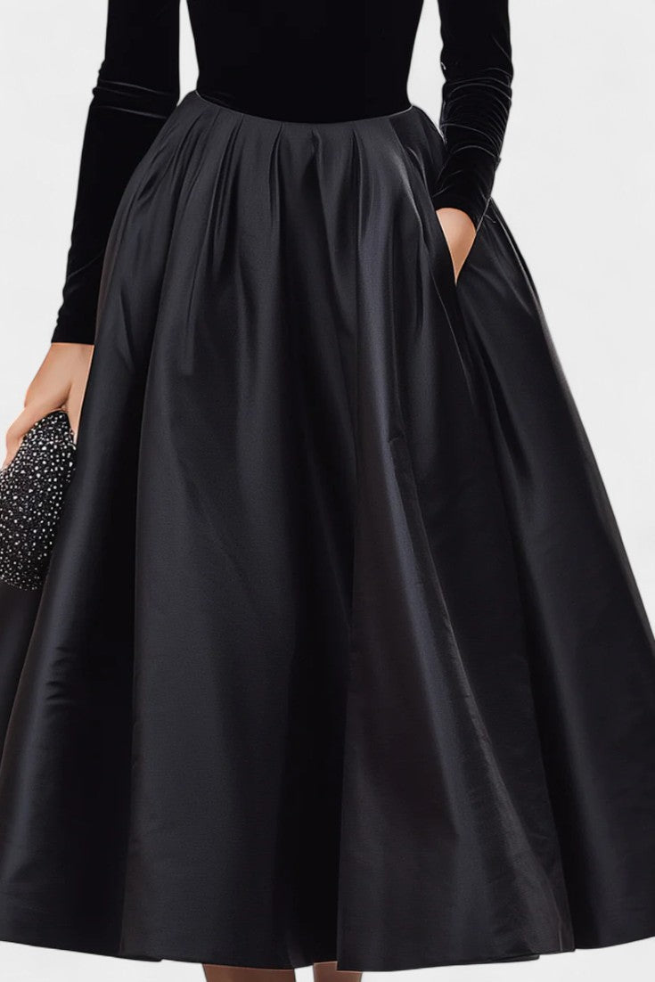 Mahaut Robe Midi Bicolore en Velours et Satin