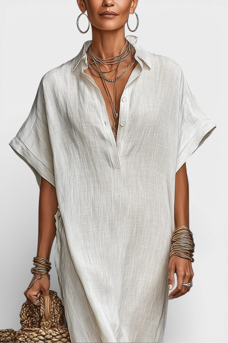 Latifa Robe Longue Chemise Minimaliste