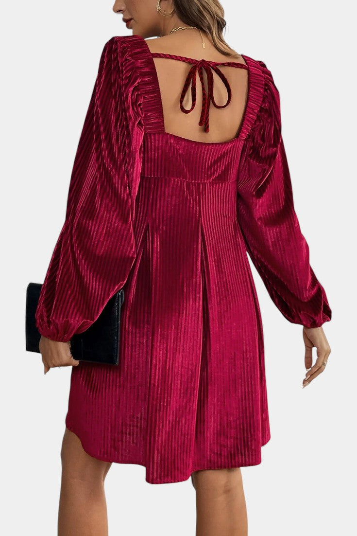 Adrenia Robe Midi en Velours Plissé