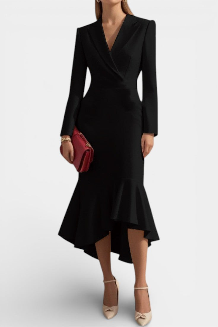 Lessie Robe Midi Tailleur à Volants Asymétriques