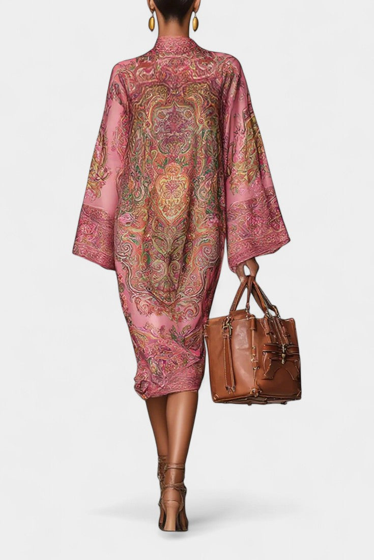 Flavia Robe Midi Ample à Imprimé Paisley Élégant