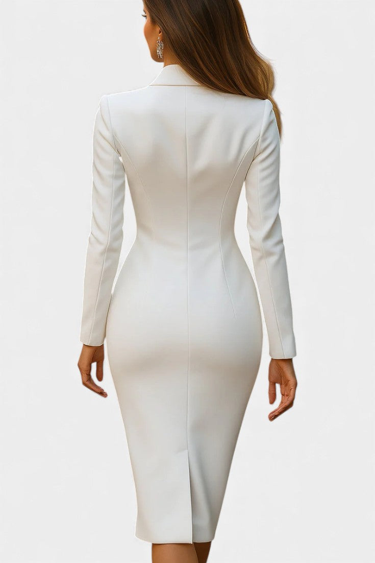 Tayma Robe Midi Ajustée à Col Revers Élégante et Structurée