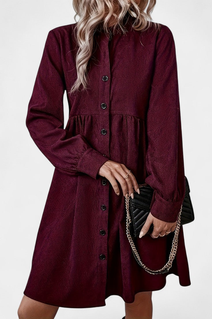 Zita Robe Chemise Midi à Col Montant