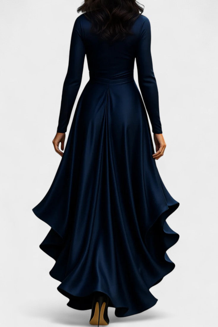 Isabeau Robe en Satin à Ourlet Volanté et Ceinture Ajustable
