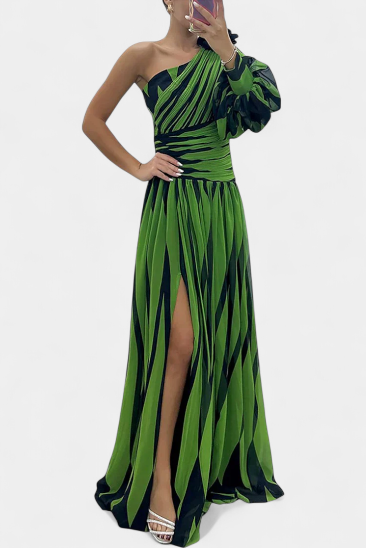 Bethania Robe Maxi Asymétrique à Rayures Élancées