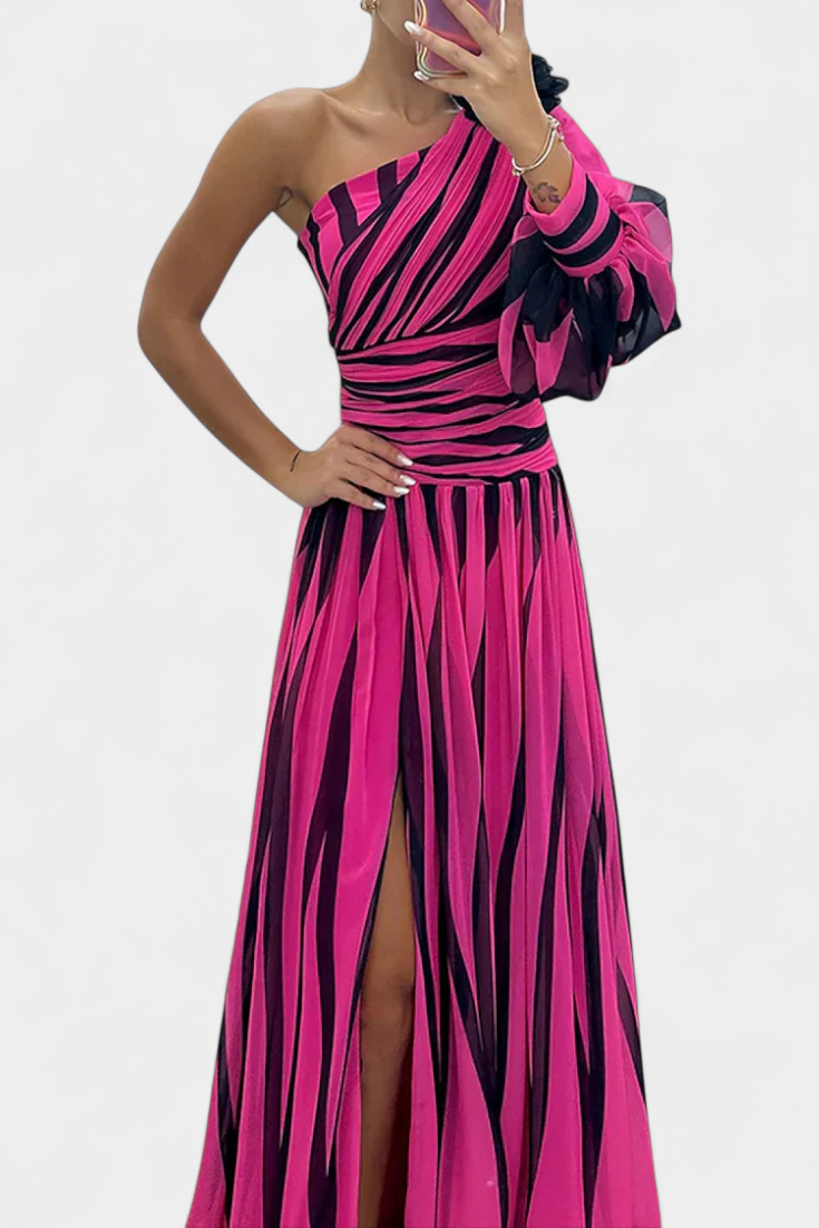 Bethania Robe Maxi Asymétrique à Rayures Élancées