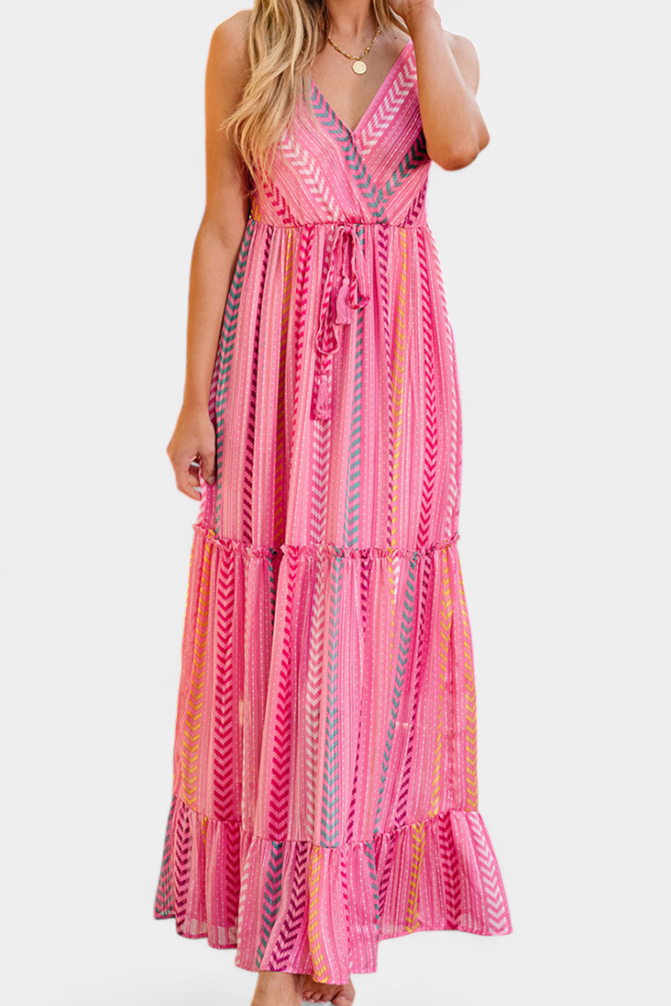 Asunción Robe Fluide à Décolleté Croisé et Volants Larges
