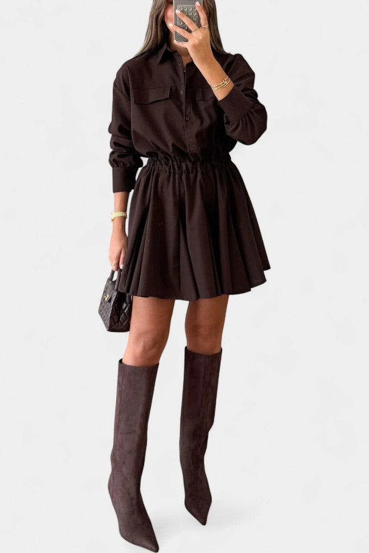 Rasine Robe Mini à Manches Longues et Silhouette Épurée