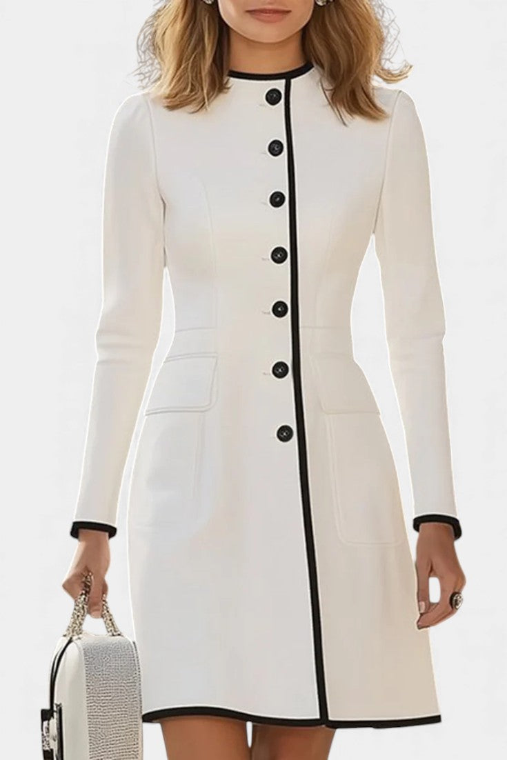 Noor Robe en Jersey de Luxe Léger à Ourlet Contrasté