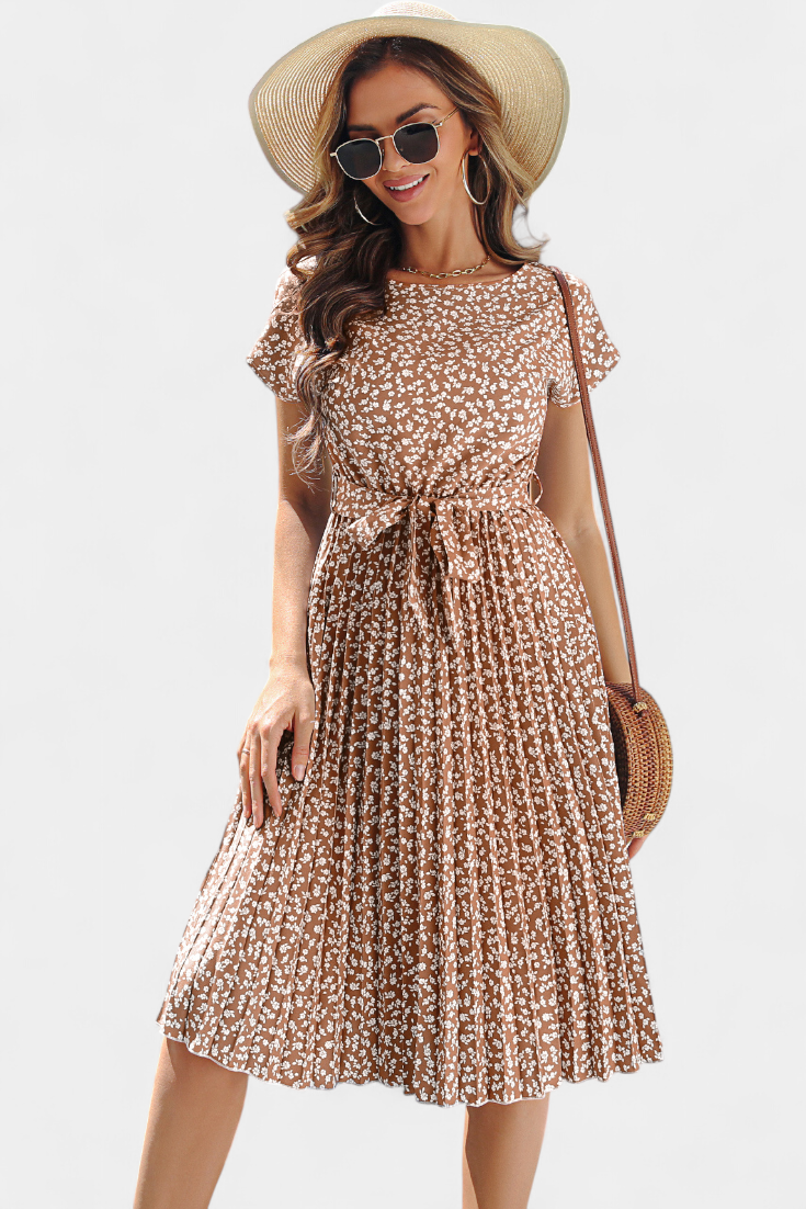 Galilea Robe Midi Plissée à Imprimé Floral