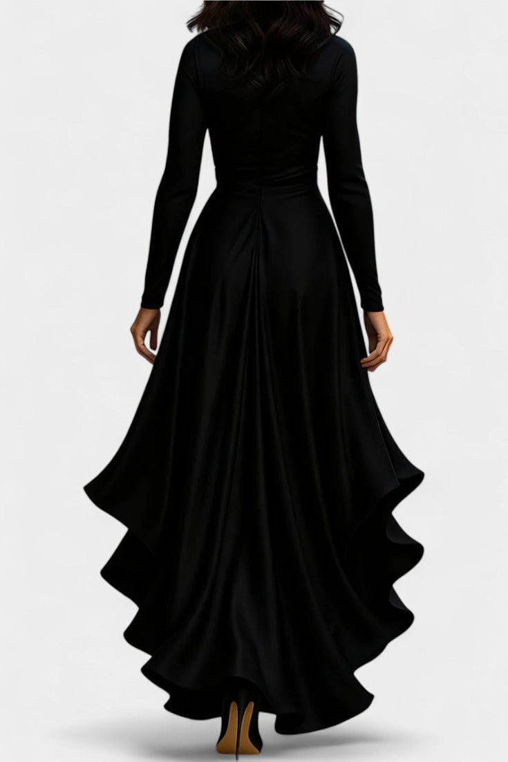 Isabeau Robe en Satin à Ourlet Volanté et Ceinture Ajustable