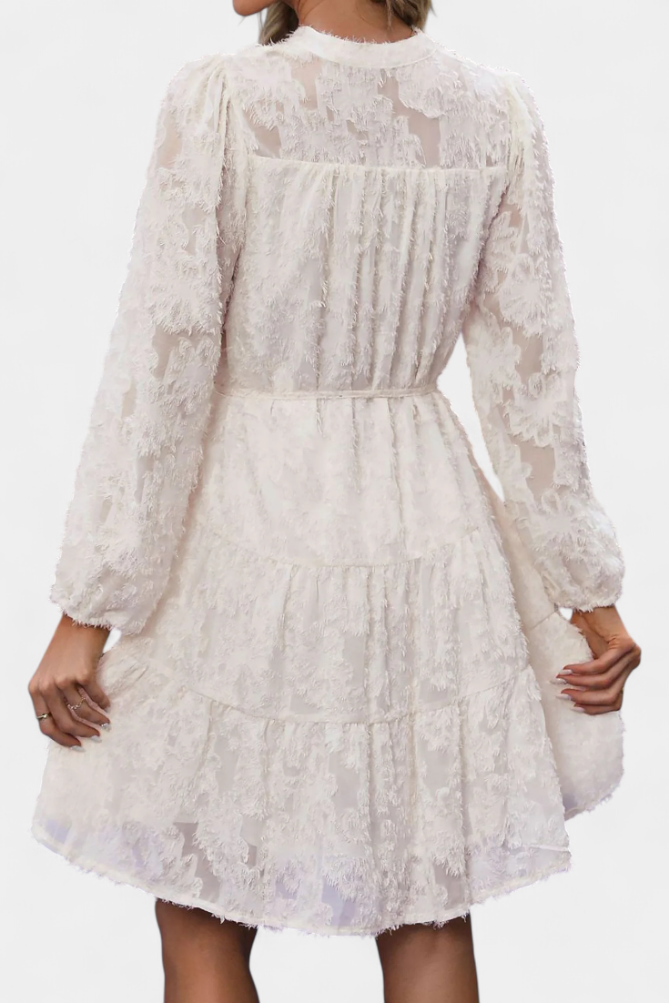 Soreia Robe à Manches Longues Texturées et Boutonnage Moderne