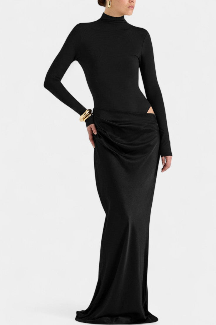 Tierra Robe Longue à Manches Longues et Découpe à la Taille