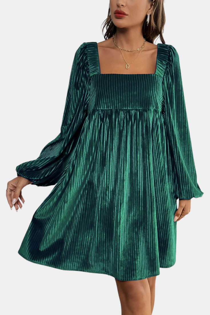 Adrenia Robe Midi en Velours Plissé
