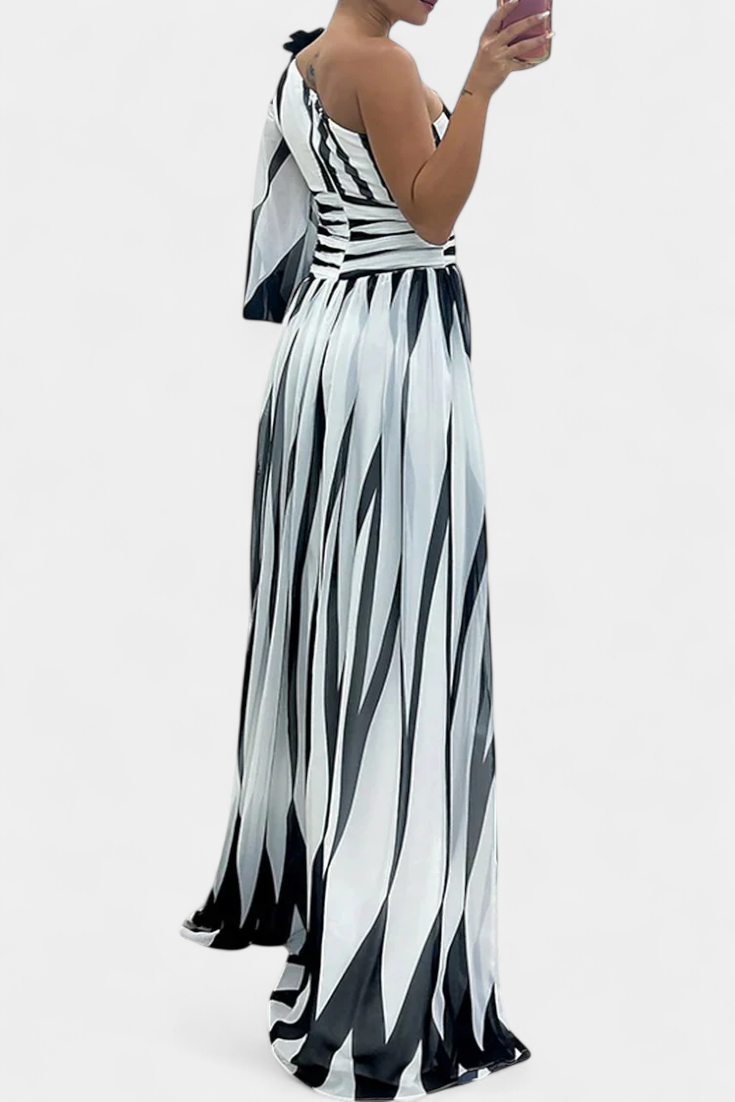 Bethania Robe Maxi Asymétrique à Rayures Élancées
