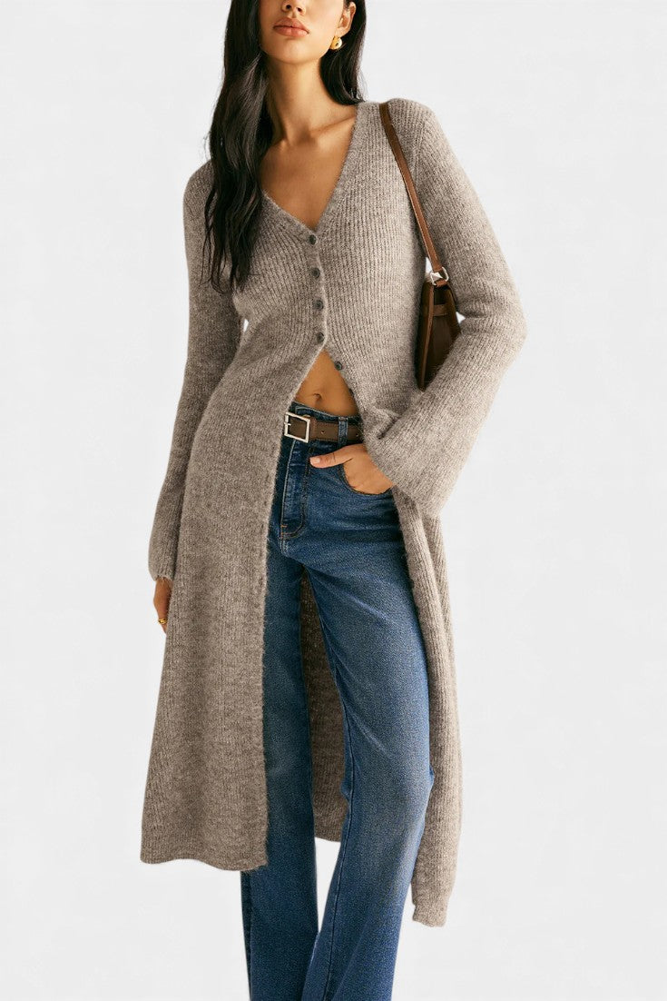Dorénia Robe Pull Midi Décolleté V avec Fente