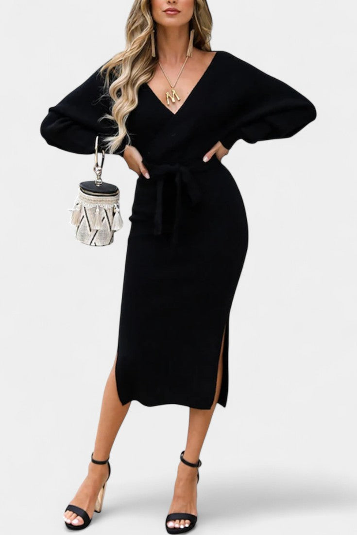 Coriselle Robe Pull Midi à Lacets et Dos Nu