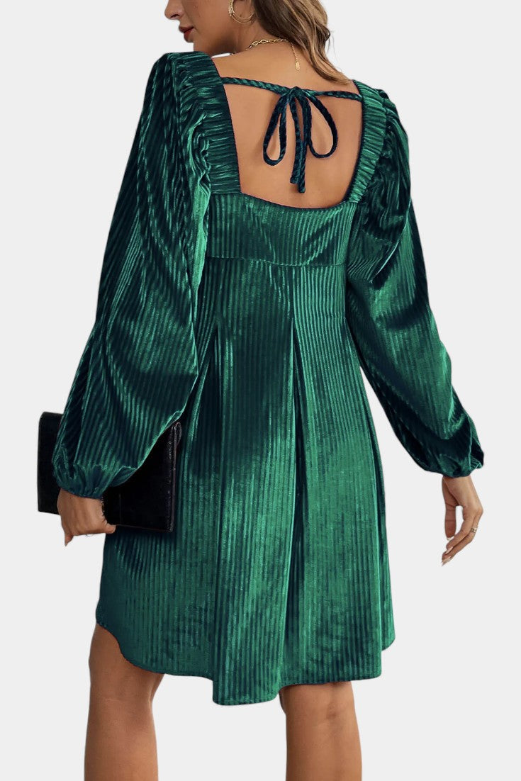 Adrenia Robe Midi en Velours Plissé