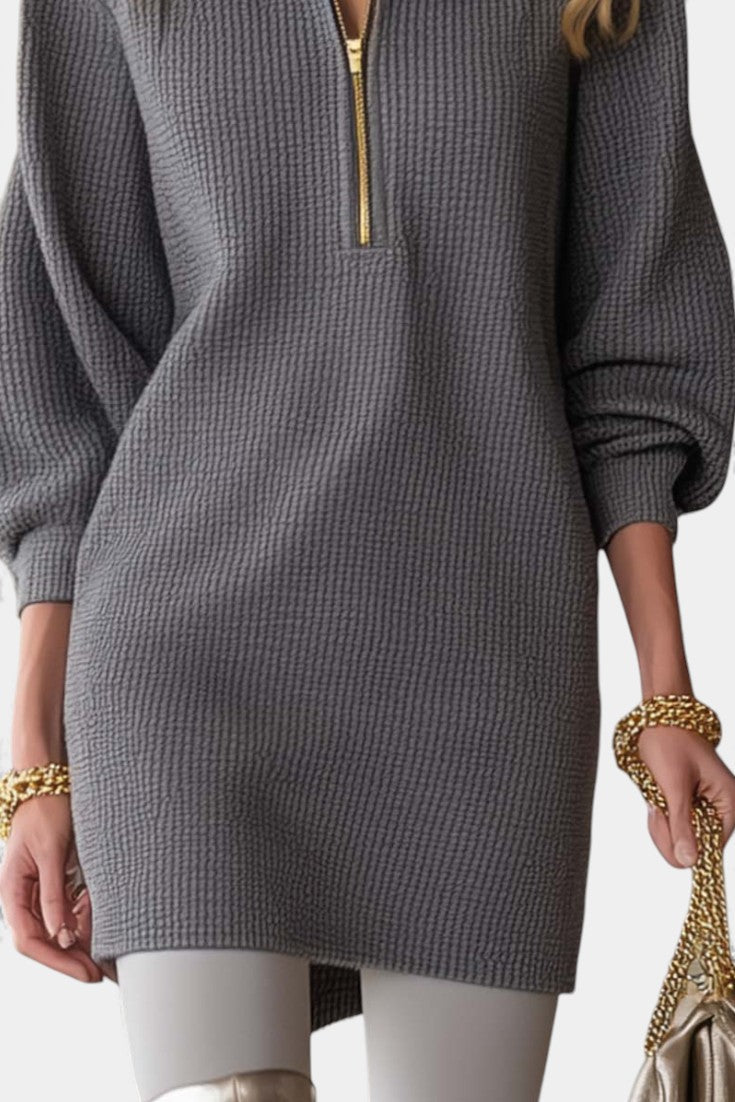 Ninel Robe Mini à Col Revers et Zip Avant