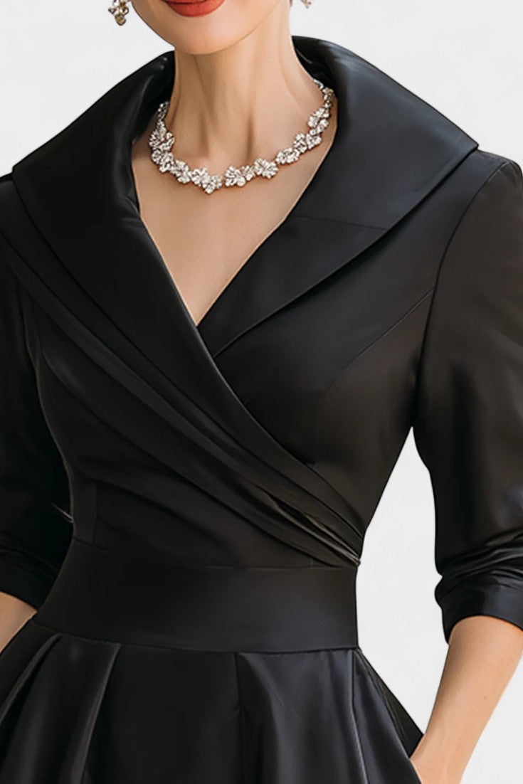 Nixie Robe Midi Unie à Col en V et Coupe A-Line