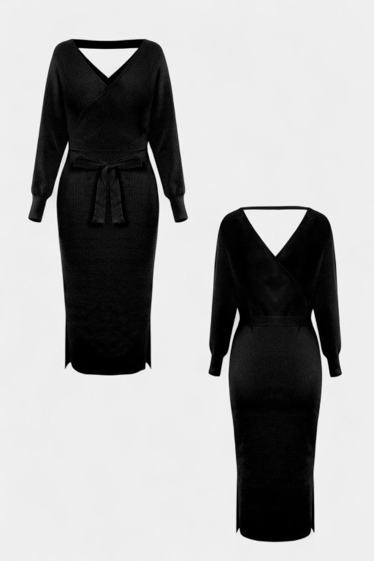 Coriselle Robe Pull Midi à Lacets et Dos Nu