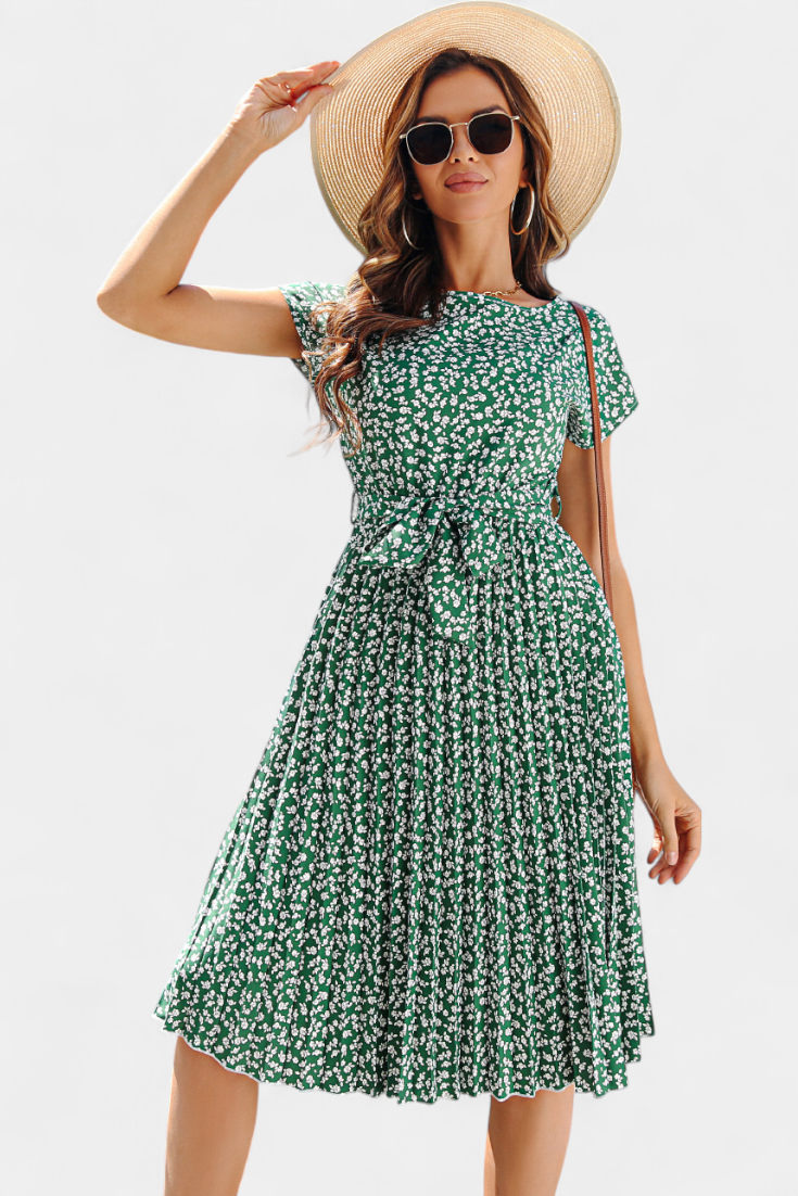 Galilea Robe Midi Plissée à Imprimé Floral