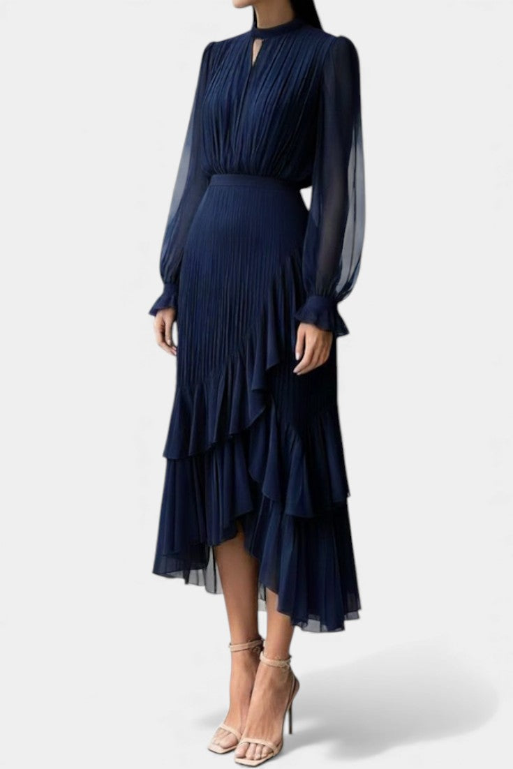 Graziella Robe Élégante Plissée à Volants