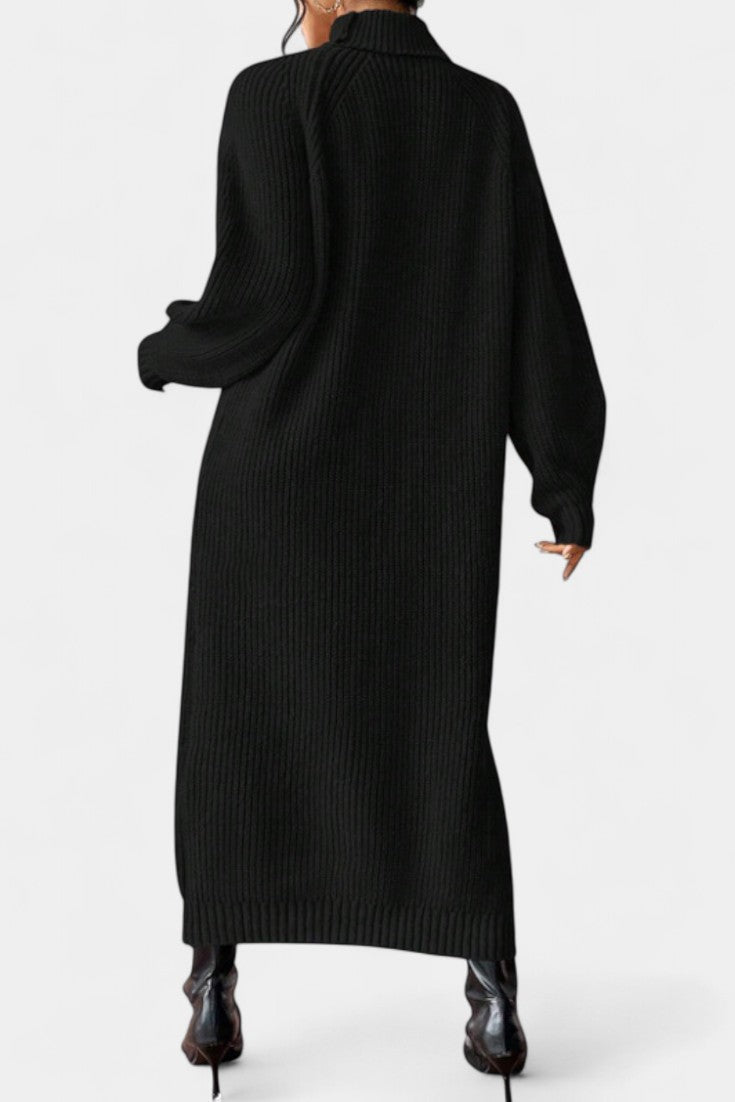 Liliriane Robe Pull Midi Tricotée à Col Roulé