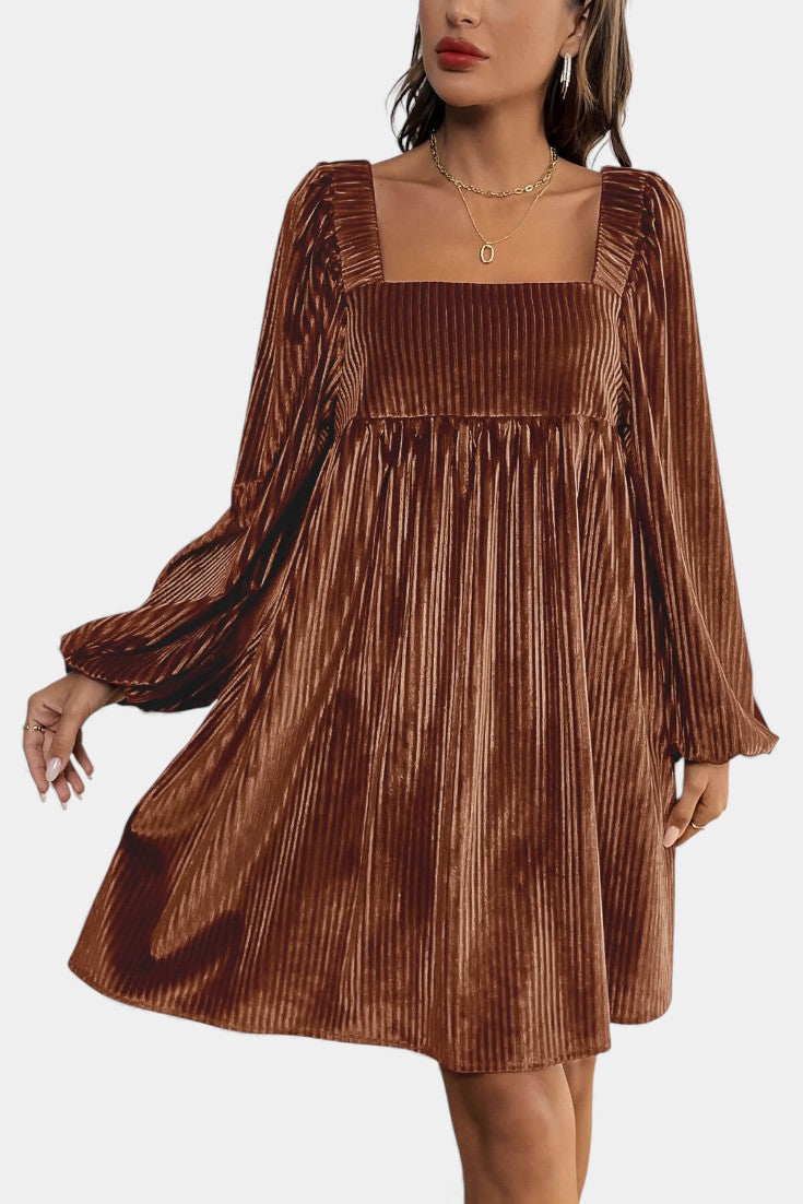Adrenia Robe Midi en Velours Plissé