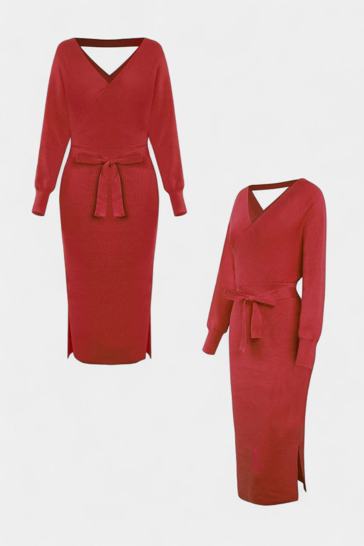 Coriselle Robe Pull Midi à Lacets et Dos Nu