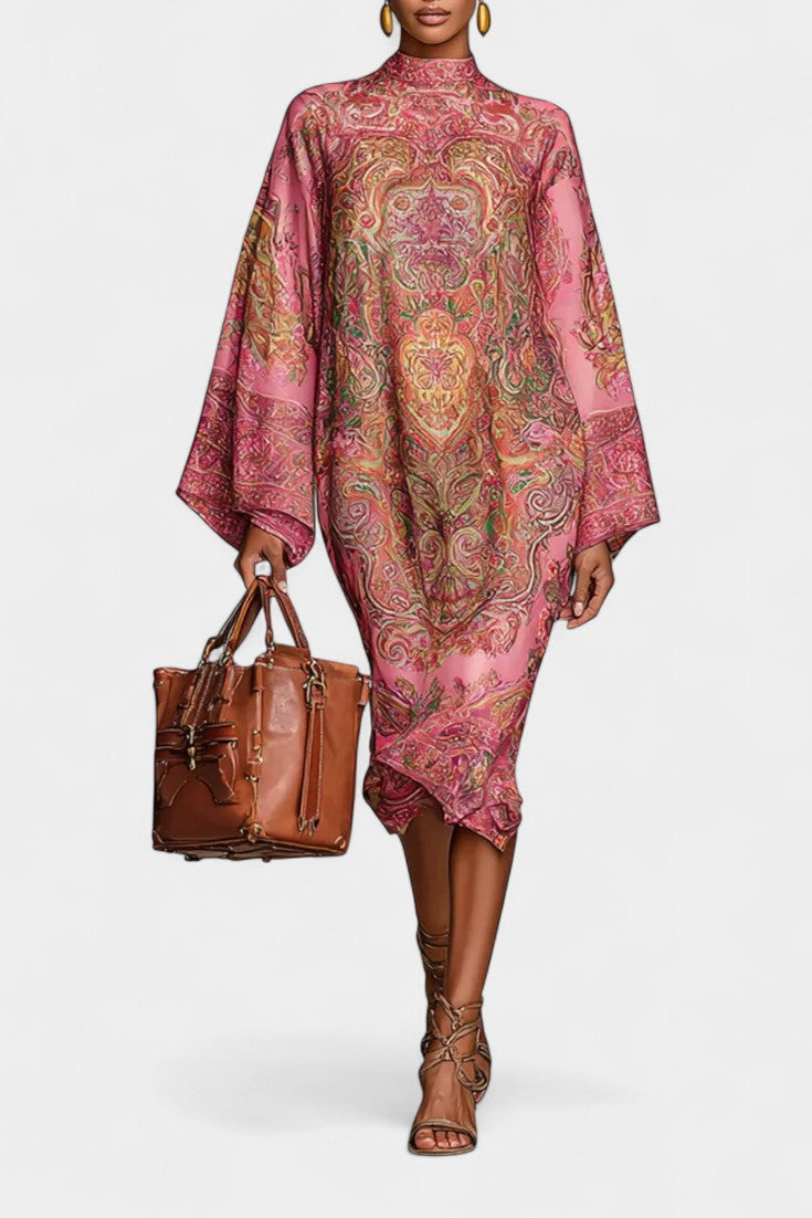 Flavia Robe Midi Ample à Imprimé Paisley Élégant