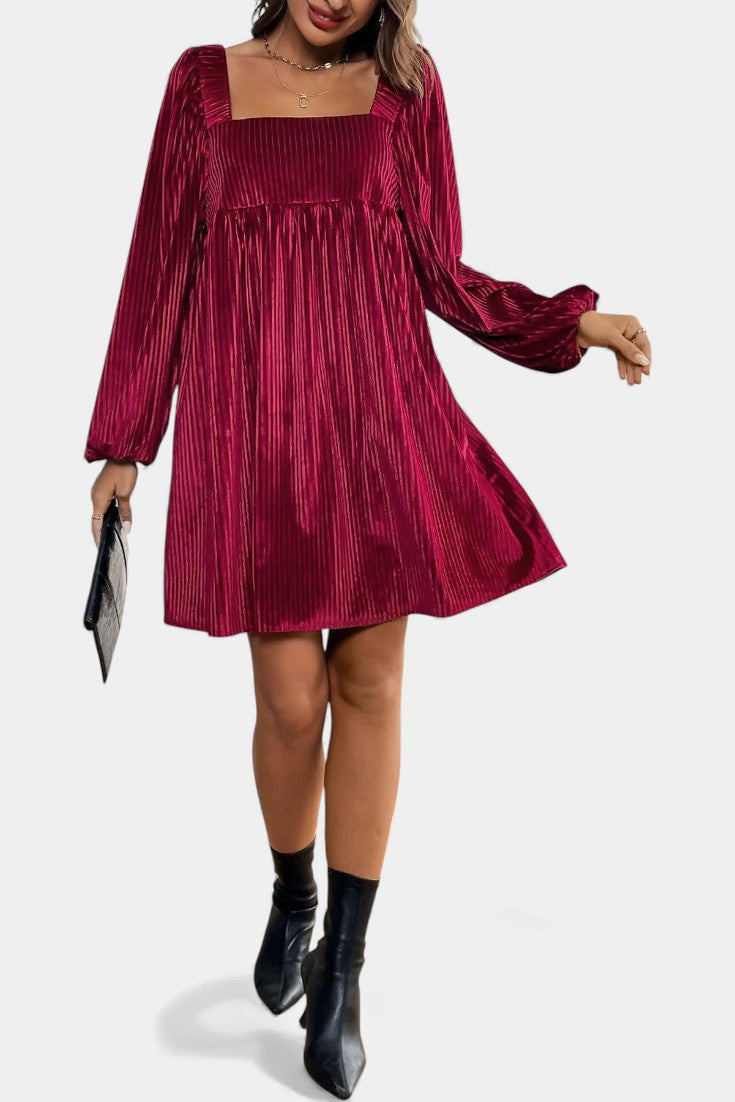 Adrenia Robe Midi en Velours Plissé
