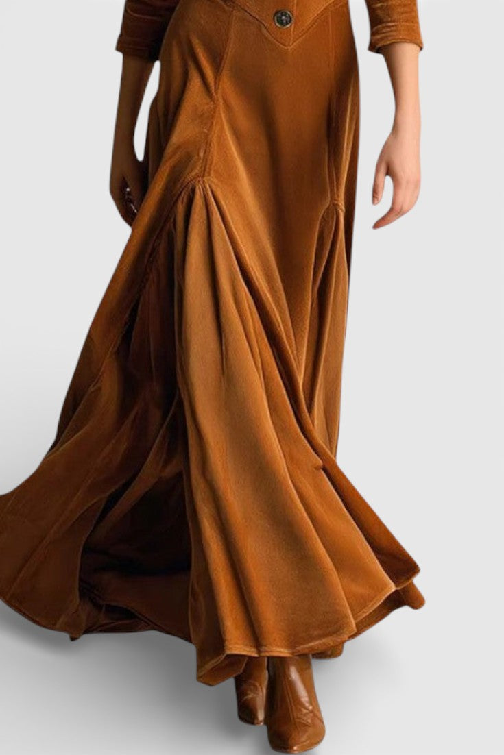Camélia Robe Longue en Velours Style Blazer Rétro