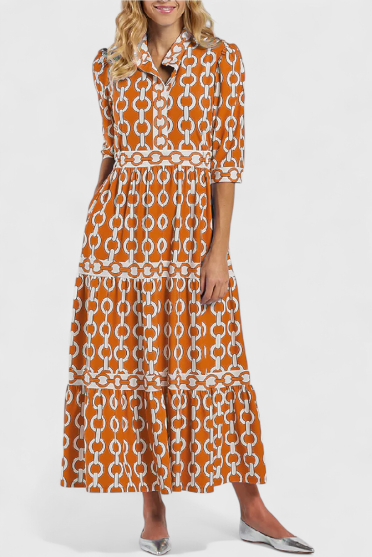 Casilda Robe Midi à Motif Chaînes