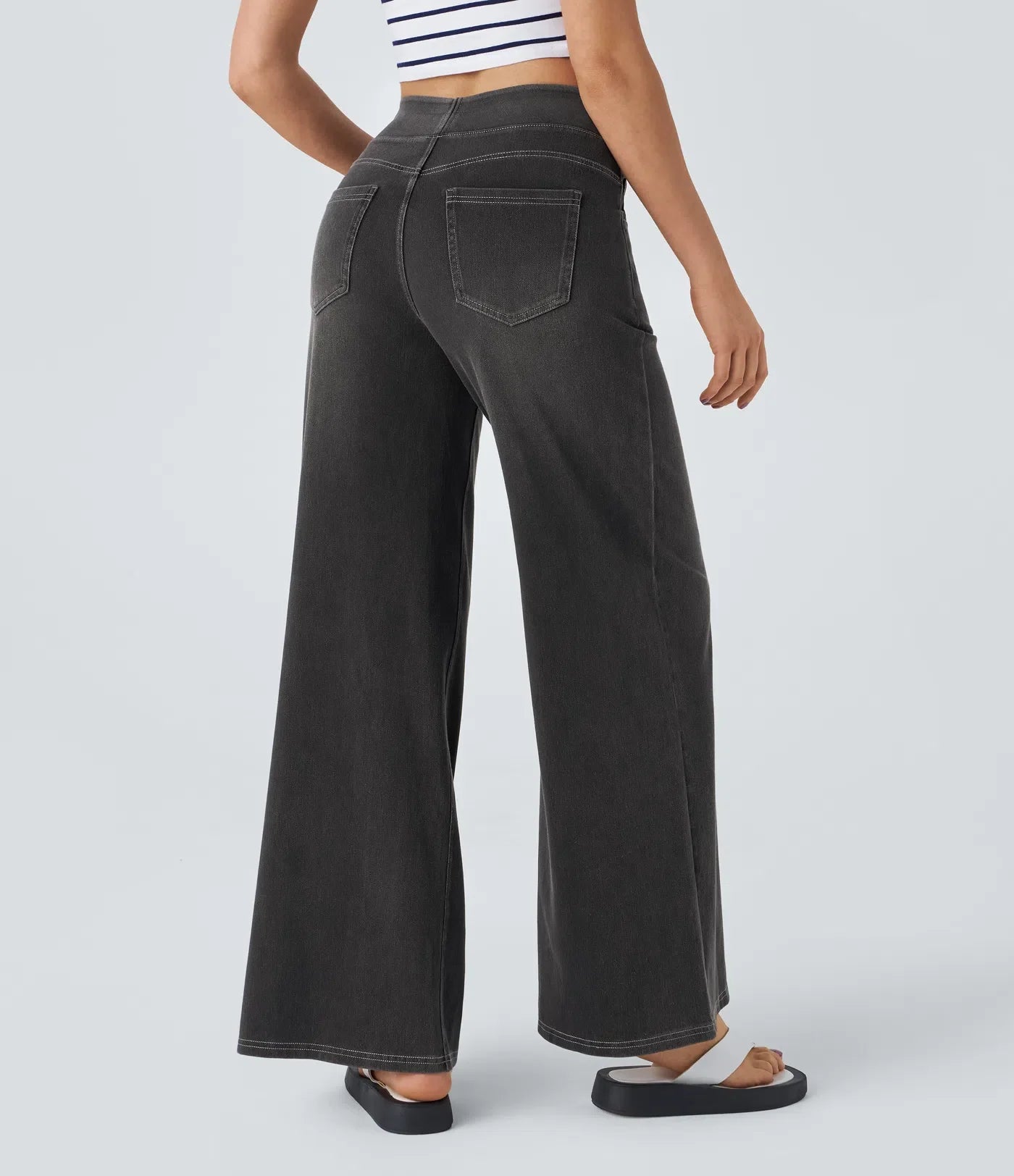 Maison La Veine™ | High Waisted Pockets Baggy Wide Leg Washed Casual Jeans
