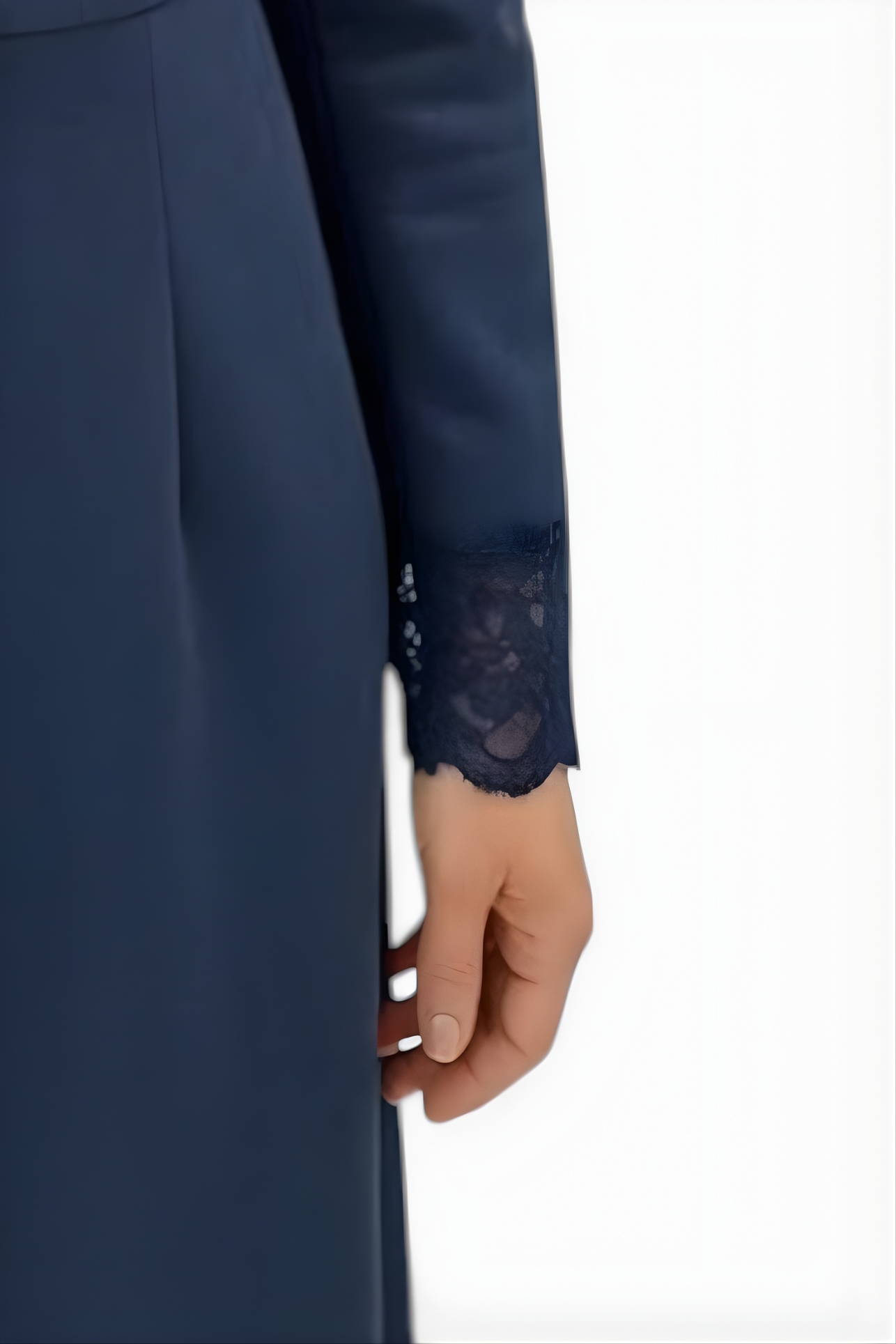 Maravilla Robe Longue en Suédine avec Col Chemise et Dentelle
