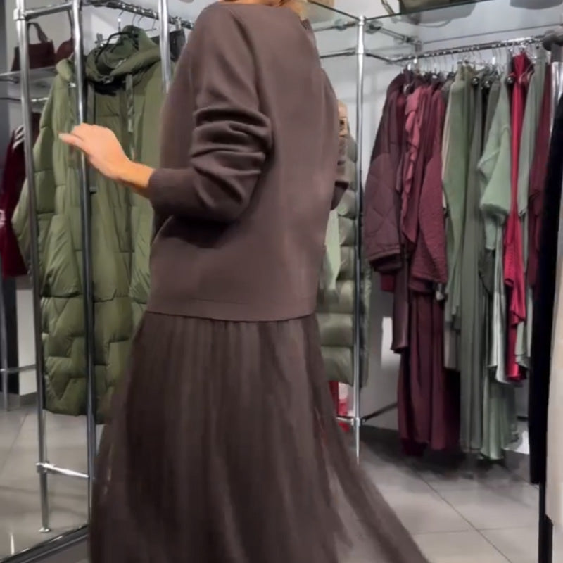 Ullé | Robe élégante en maille et tulle pour femme
